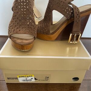 Michael Kors Brown Wedge Sandals
